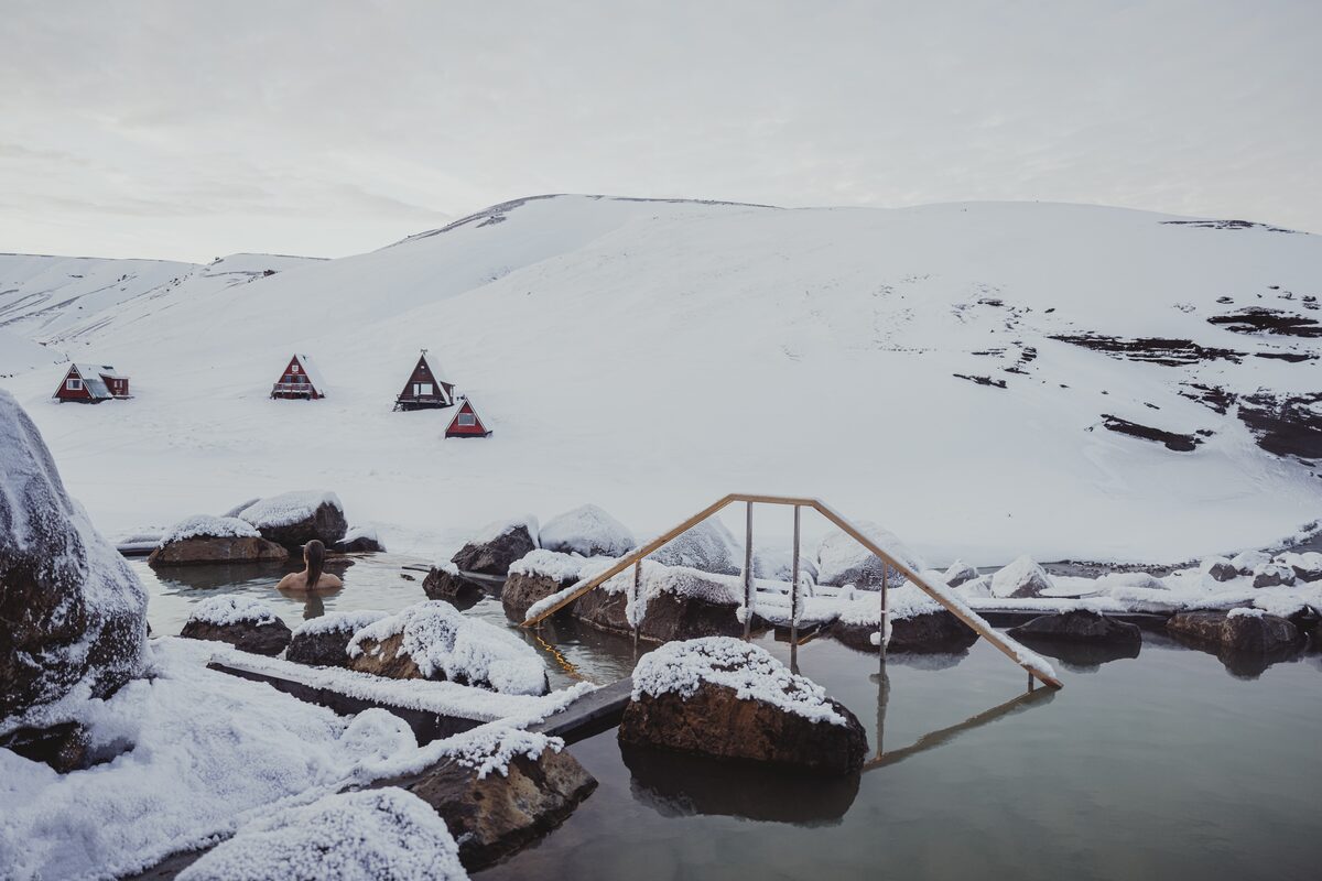 view of hot springs at highland base in the winter