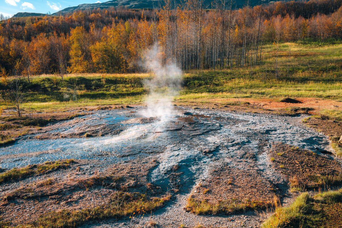 Geysir Geothermal Area In Iceland In October