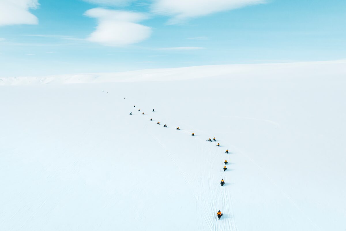 Snowmobiling Expedition On Langjokull Glacier in iceland