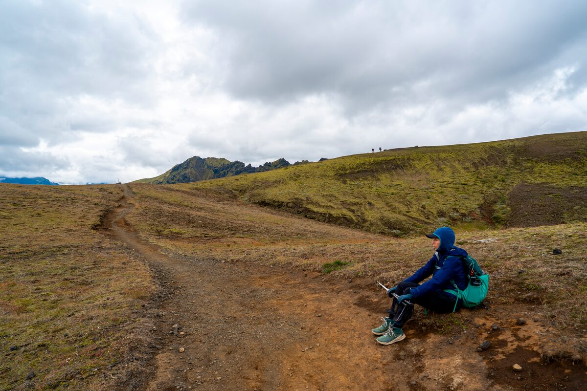 Hiker Resting While O A Hike On Laugavegur