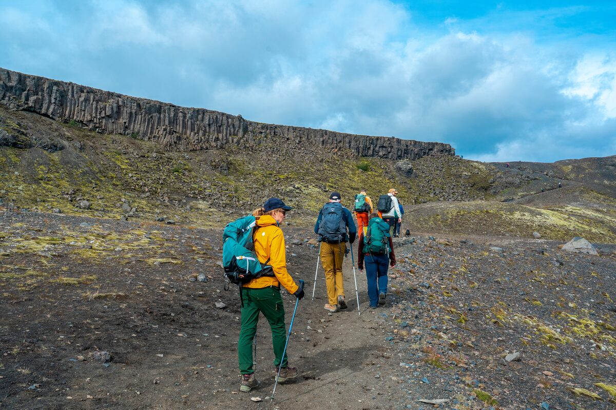 Trekking Group On A Tour On Laugavegur