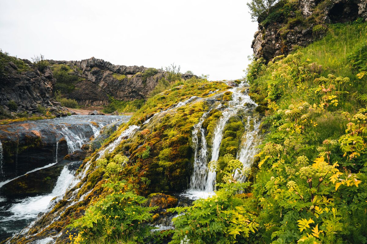 Waterfall Cascades In Highlands iceland