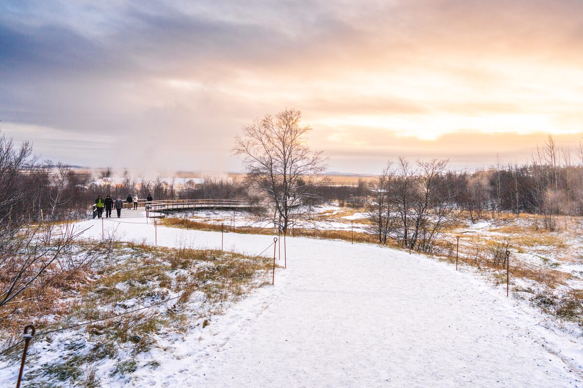 Geysir Geothermal Area Covered In Snow in Iceland