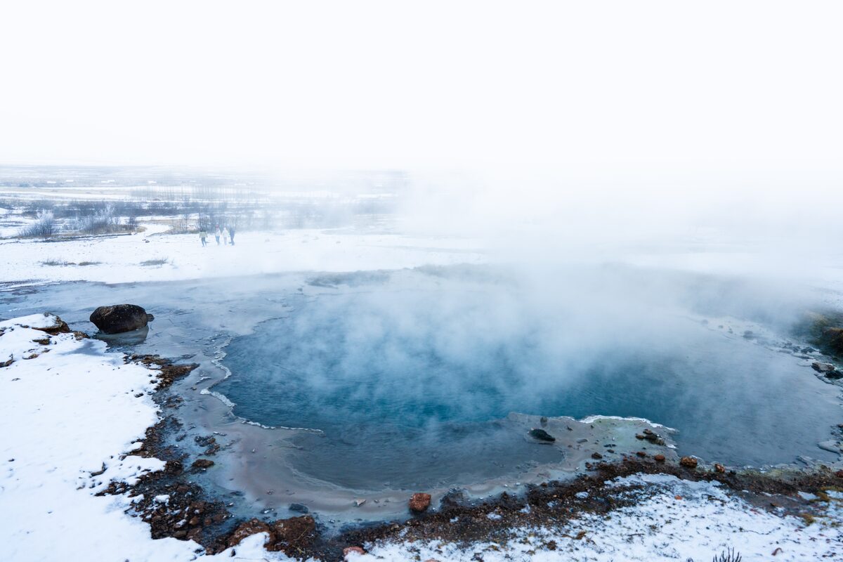 Snowy View Of Geysir Area in Iceland
