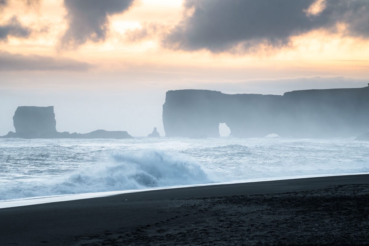 Dyrholaey On A Black Sand Beach in iceland