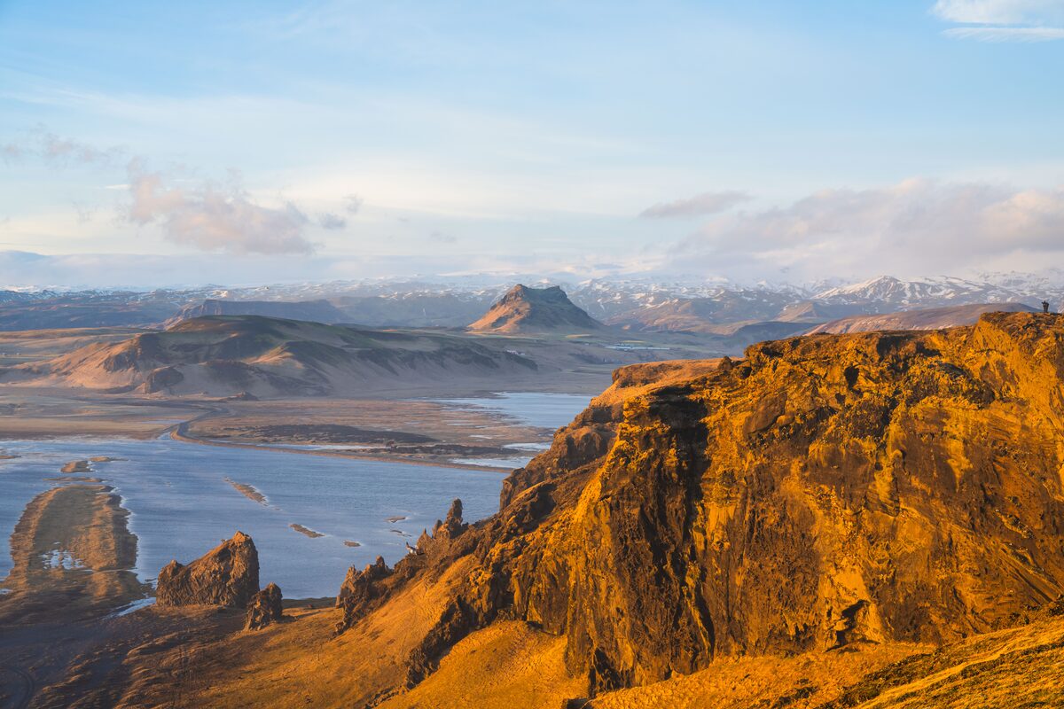 South Coast Peninsula In Iceland Under sunset light