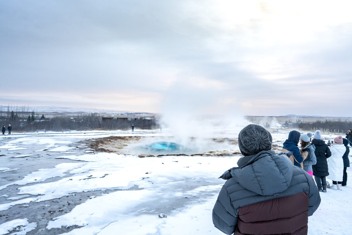 Geysir Geothermal Area In Winter in iceland