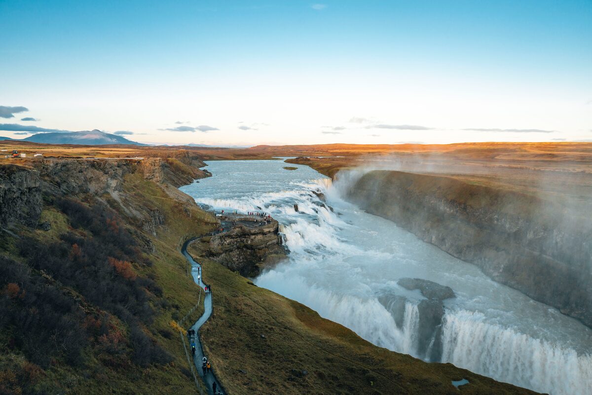 Gullfoss Waterfall Photographed From Above in iceland