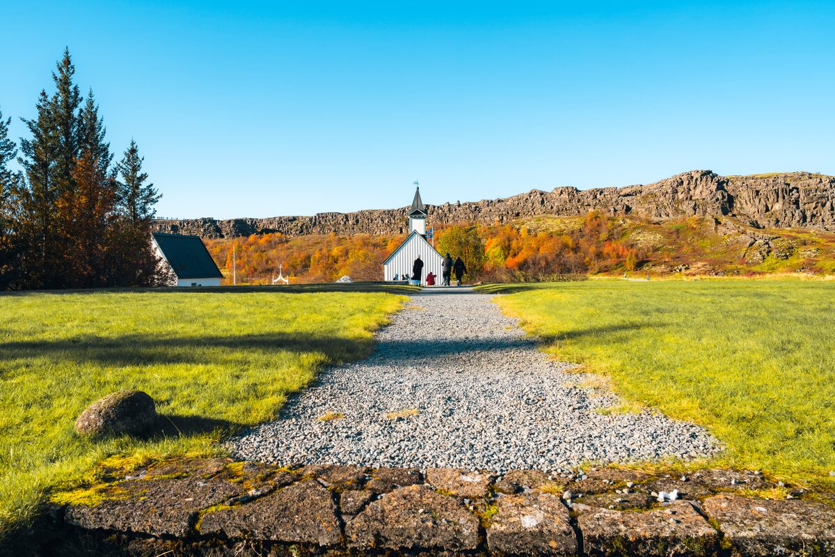 Path To A Church At Thingvellir in iceland