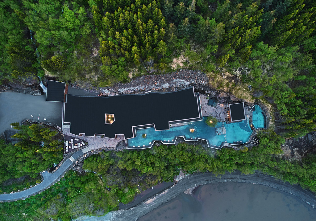 Arial View Of Forest Lagoon in iceland