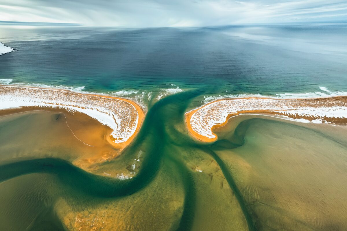 Ariel View Of Raudisandur in iceland