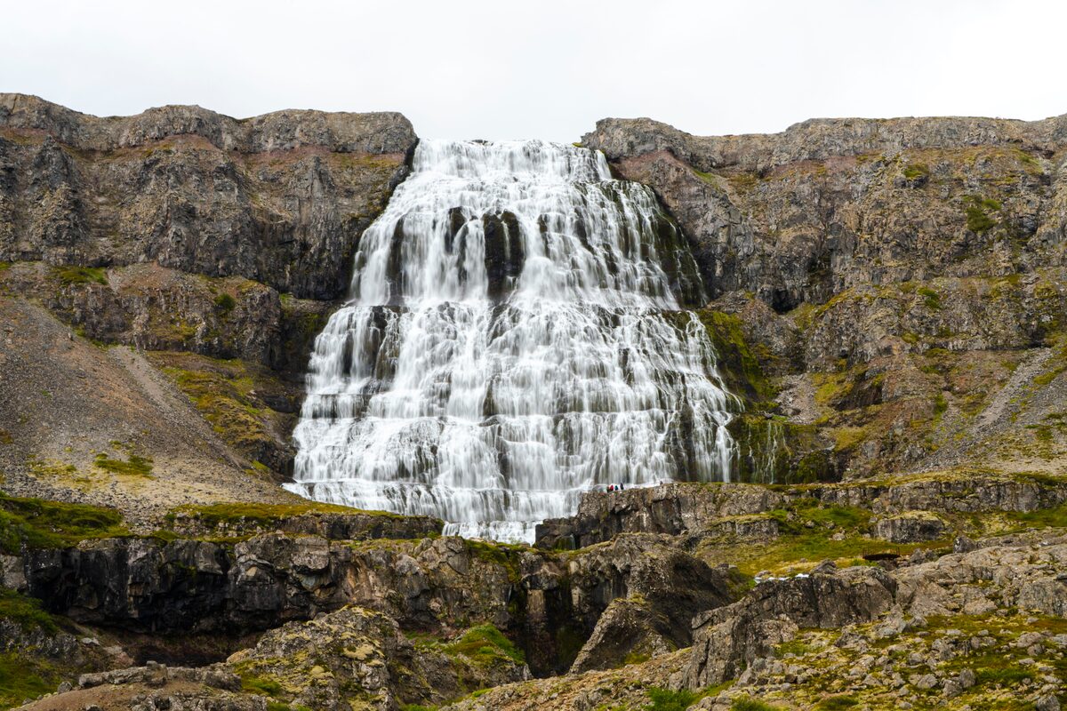 Waterfall Dynjandi Up Close In Westfjords in iceland