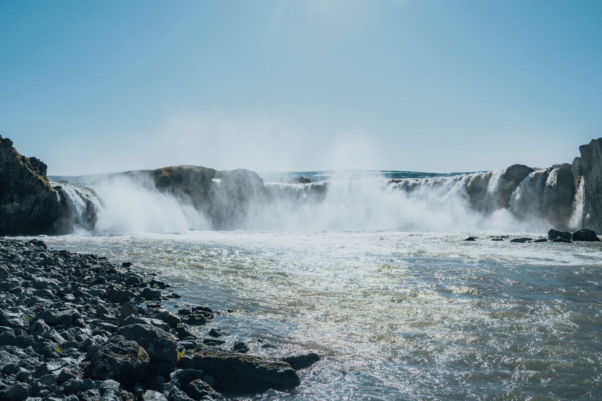 Godafoss Waterfall From The Bottom in iceland