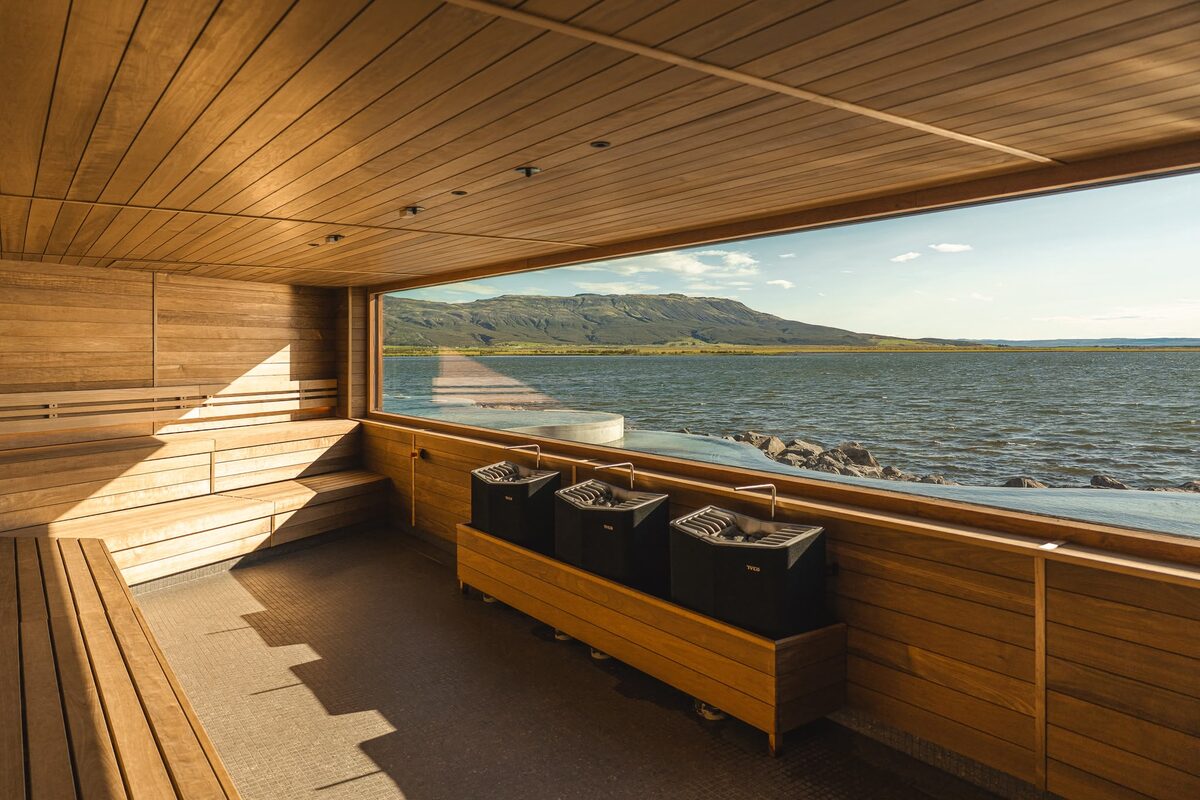 Inside Of A Sauna Oflaugarvatn Fontana Spa in Iceland
