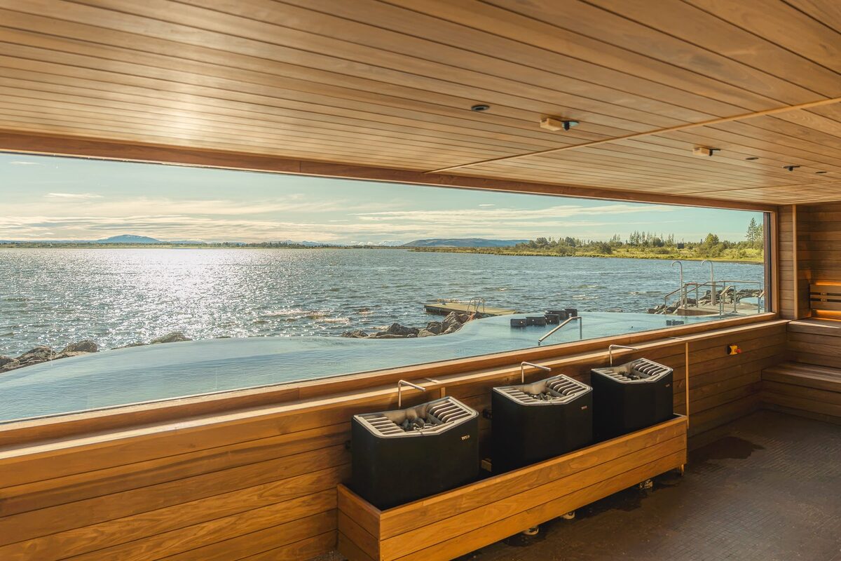 View Of The Sea From Laugarvatn Fontana Spa Sauna in Iceland