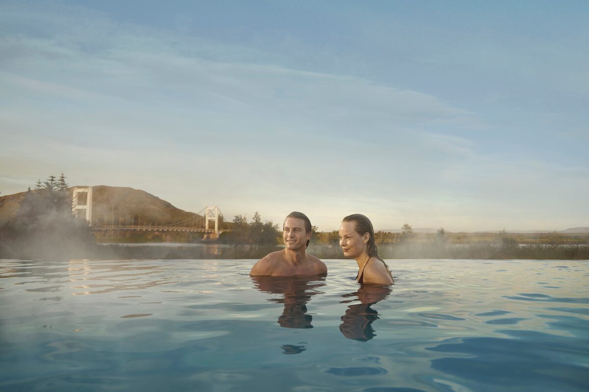 Couple Bathing Laugaras Lagoon