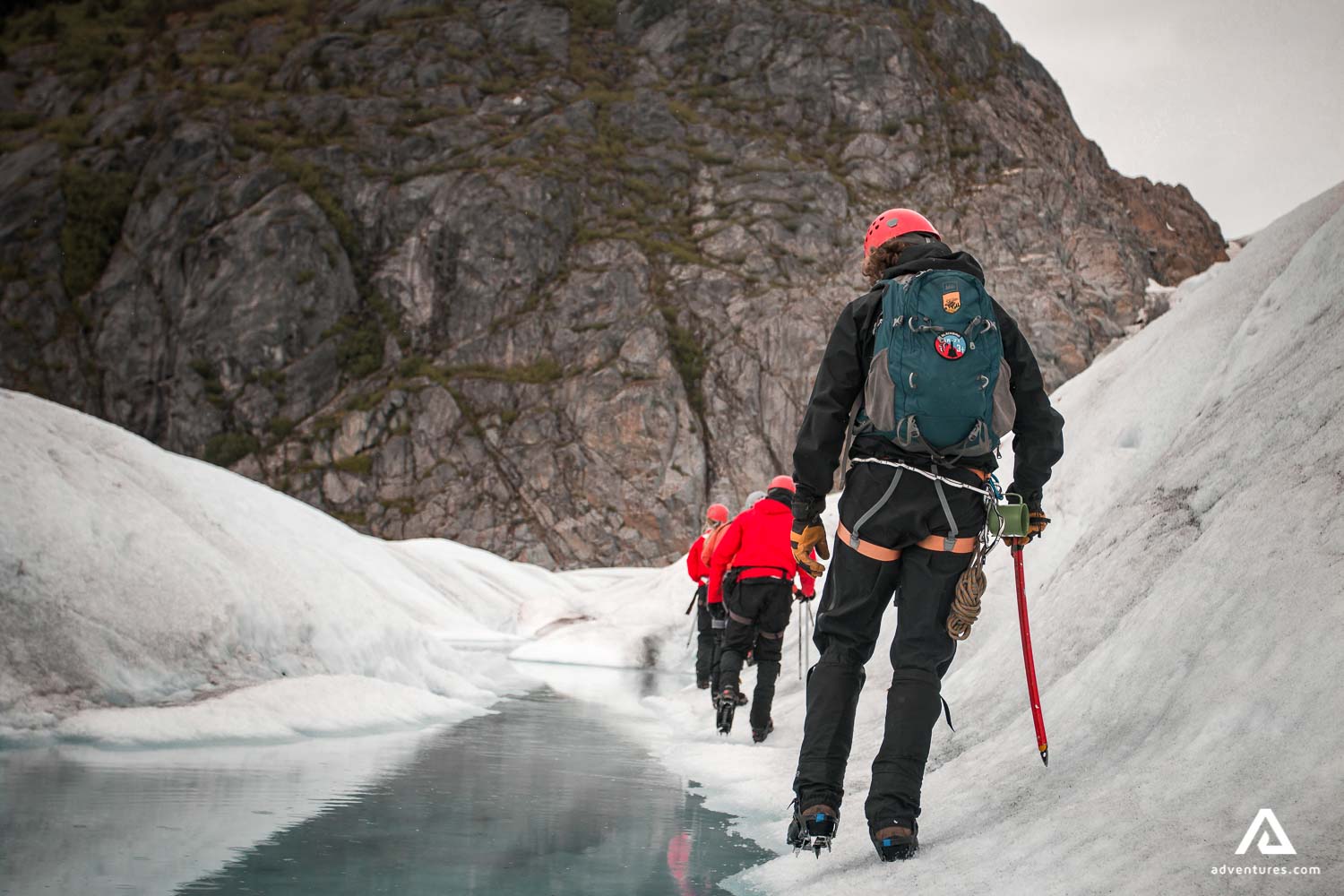 Climbing on a glacier