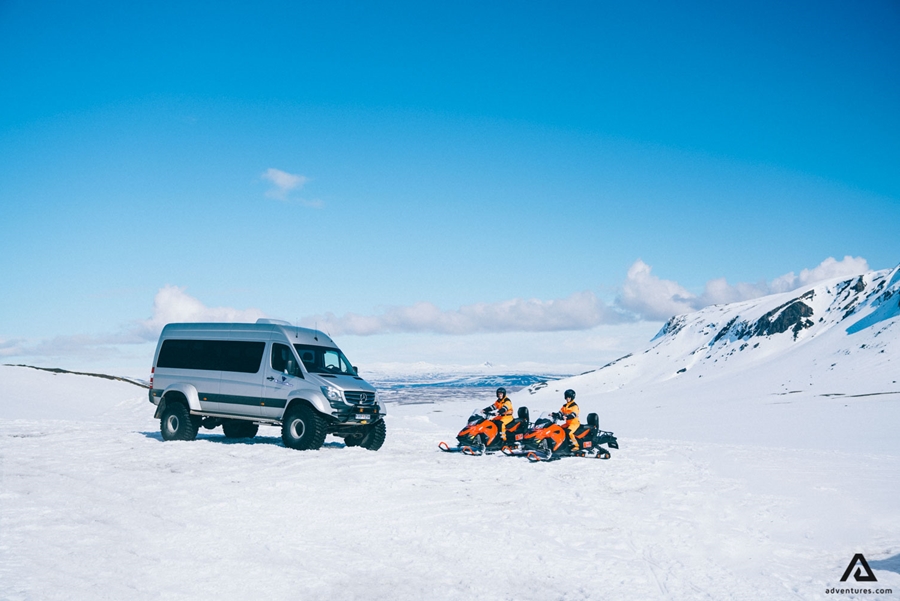 Golden Circle in a Super-Jeep with Snowmobiles