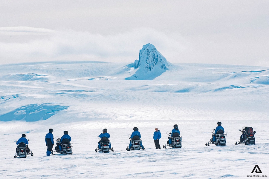 Guided snowmobile tour on Vatnajokull Glacier