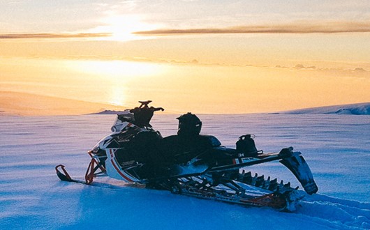 Snowmobile on Eyjafjallajokull Volcano Snowmobile on Eyjafjallajokull Volcano