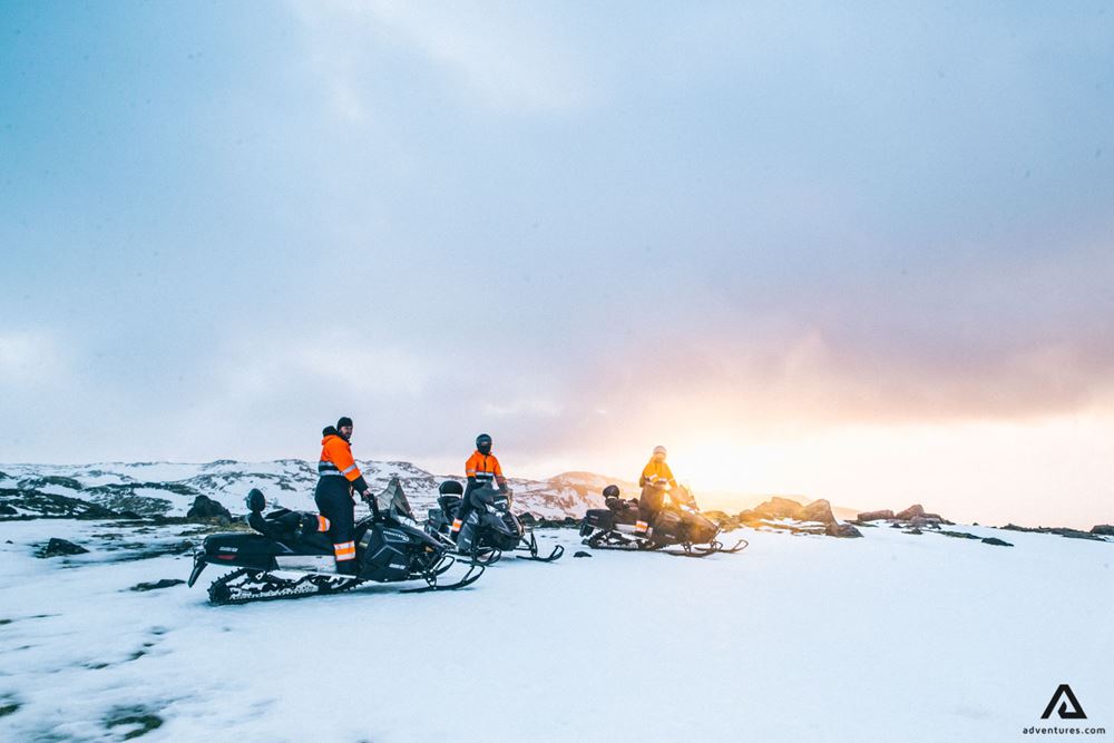Snowmobiling on Eyjafjallajokull Glacier
