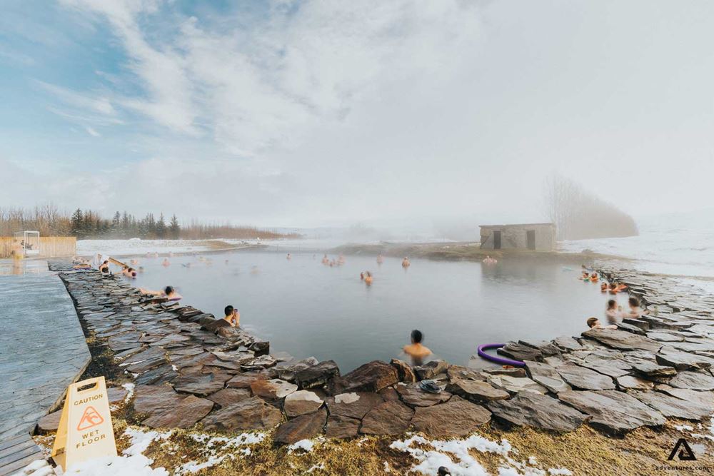 People Enjoying Iceland's Thermal Baths