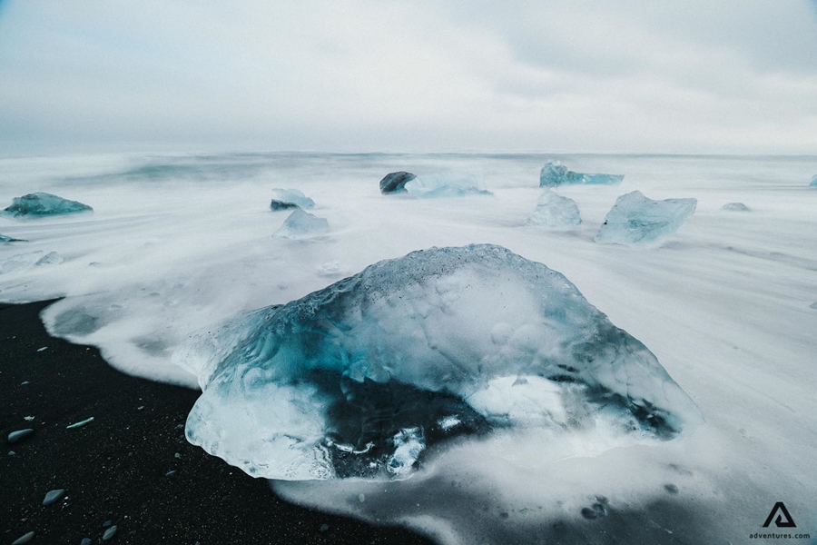 Icebergs on the Shore of Diamond Beach
