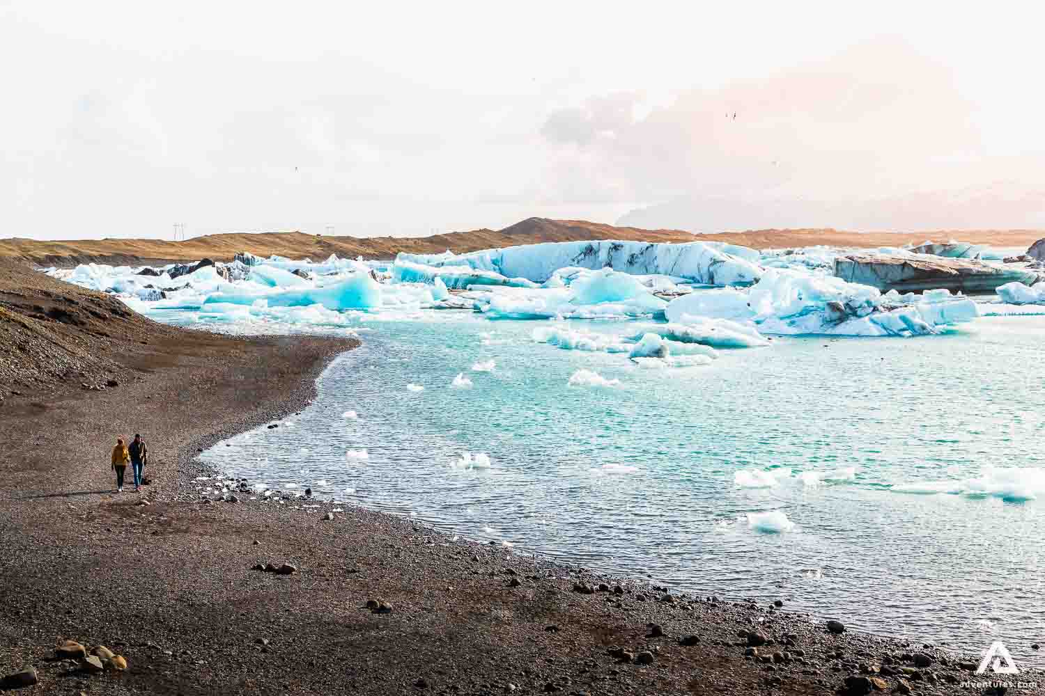 Icebergs Floating At The Mouth Of Jökulsárlón Glacier Lagoon