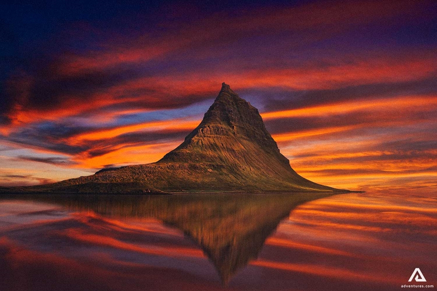 Colorful Summer Sunset With Kirkjufell