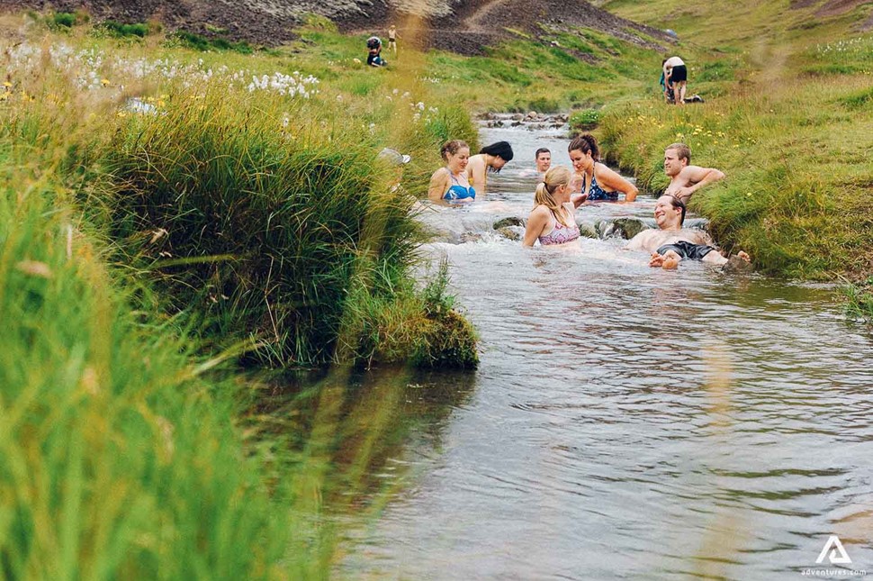 Swimming in Reykjadalur Hot Springs