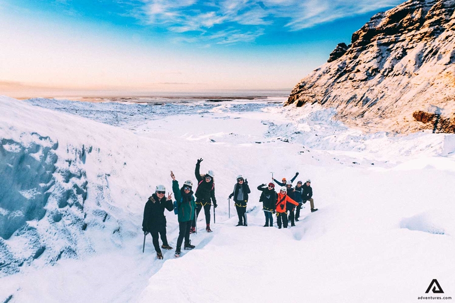 Happy people on Glacier Hike in Vatnajokull