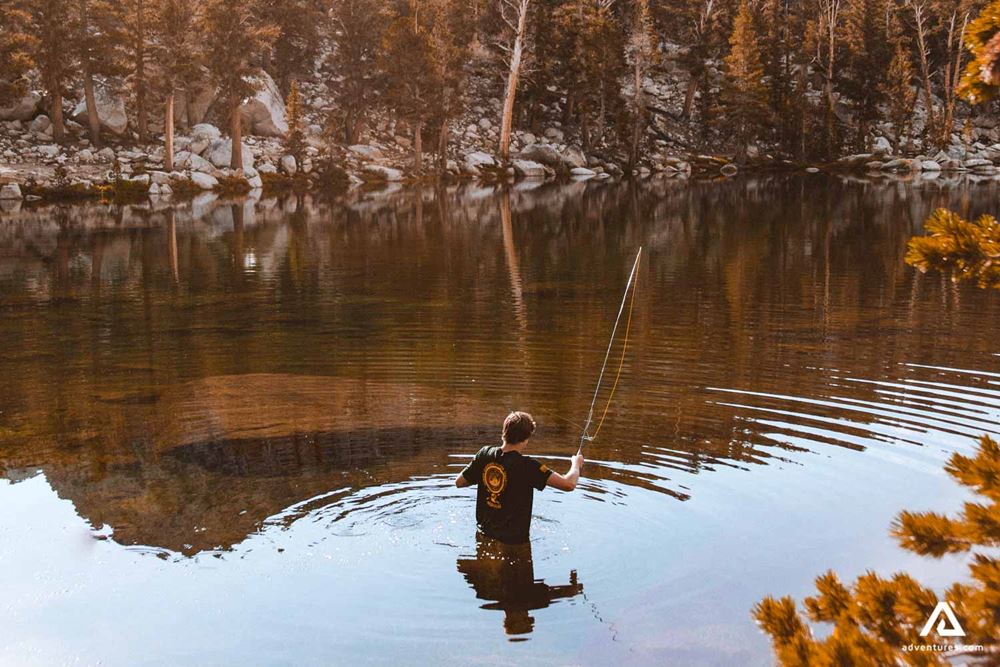 Man fishing in Canadian lake