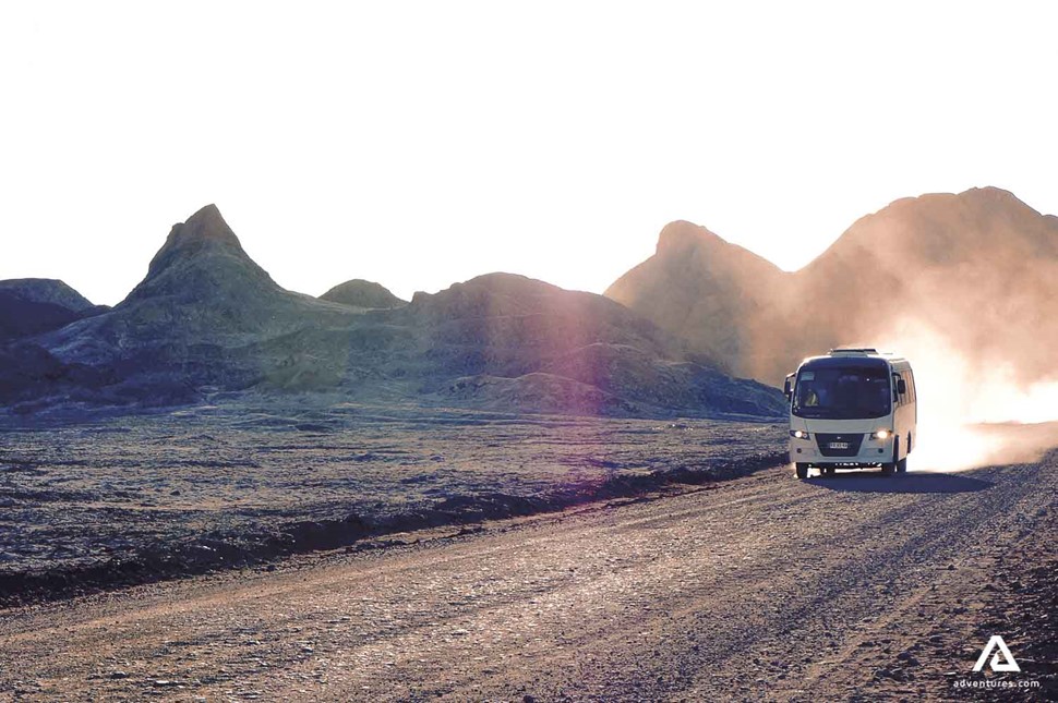 Van on the road in nature