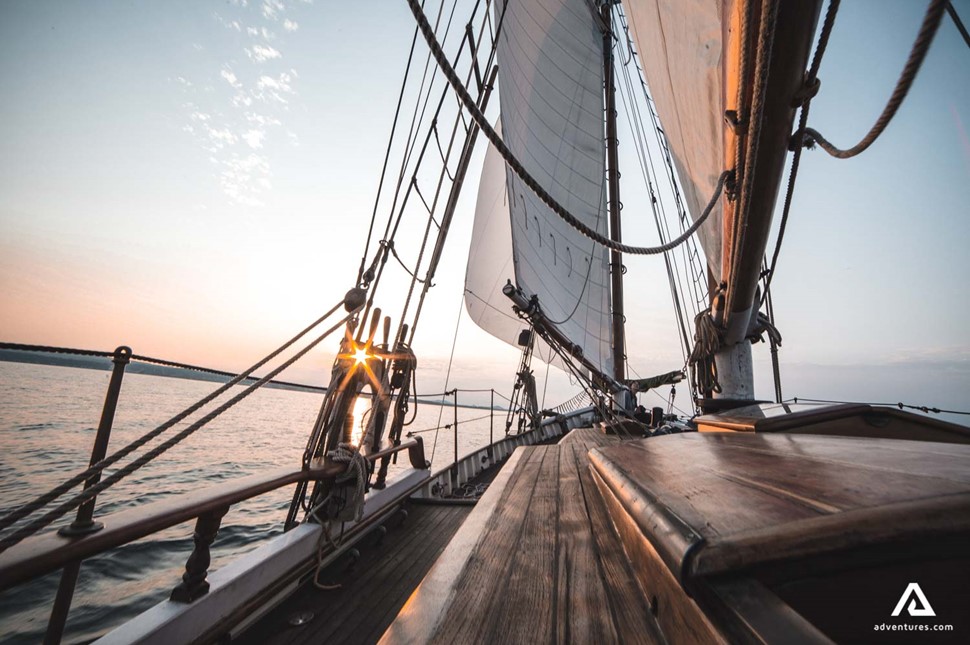 Deck of sailing ship