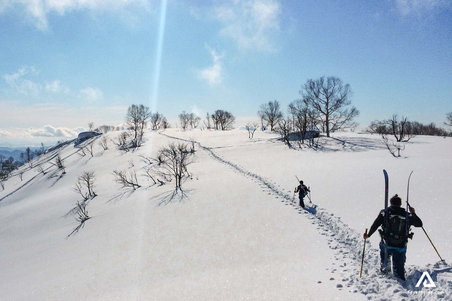 Walking Uphill Ski Slope