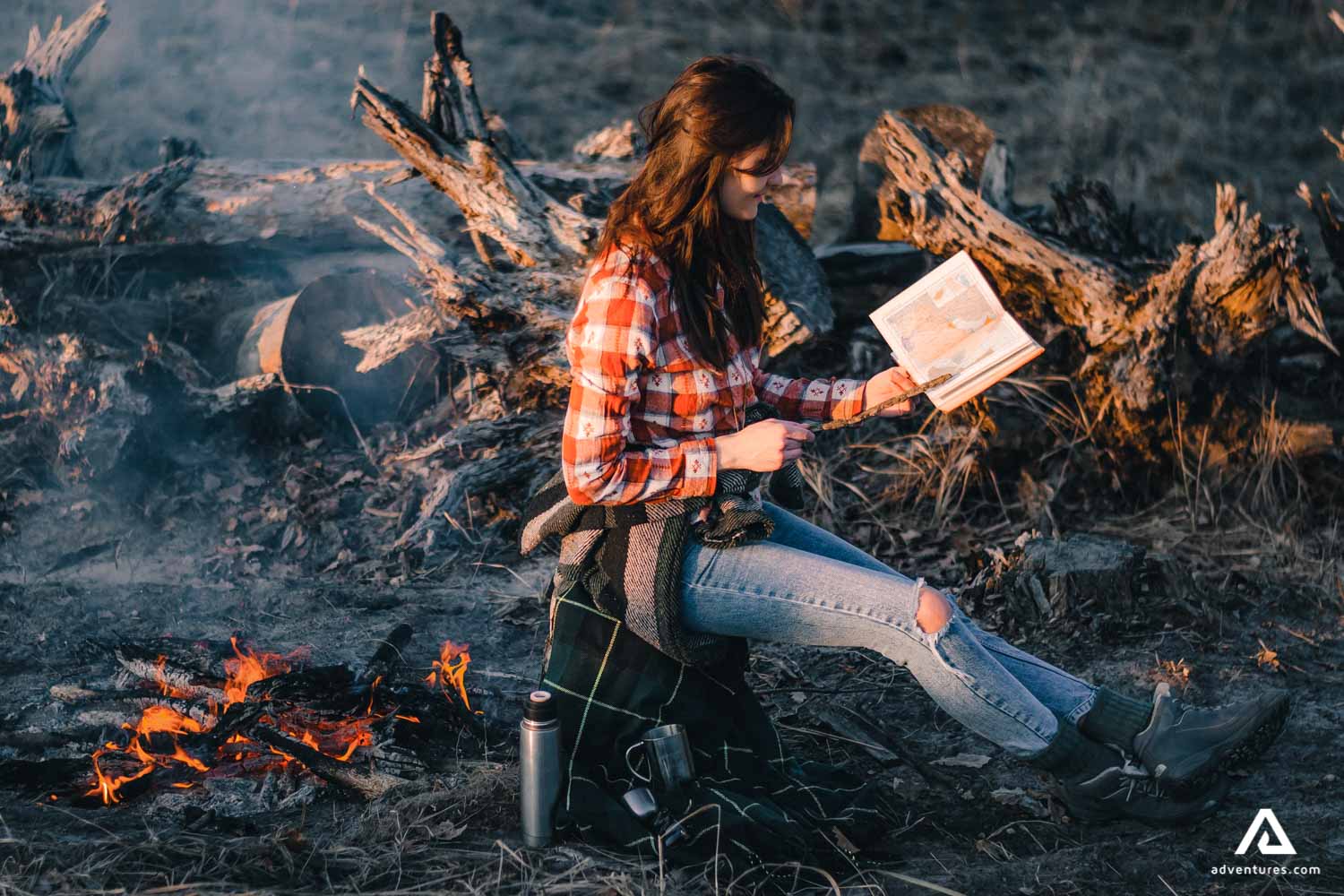 Girl looking into a Map