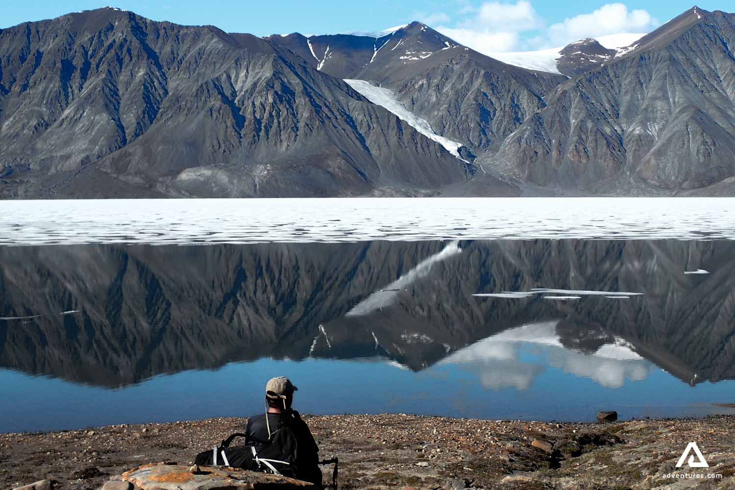 Man sitting by the lake