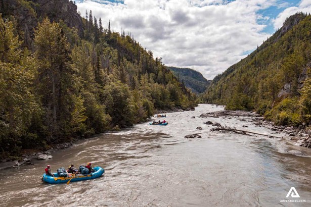 aerial view of people rafting in canada