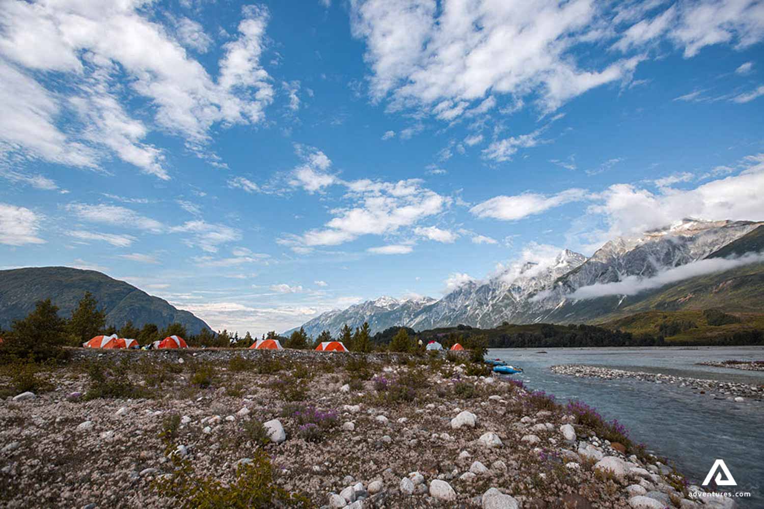 tents near Tatshenshini River in canada
