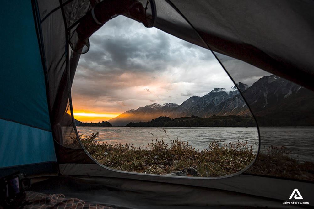 view through a tent