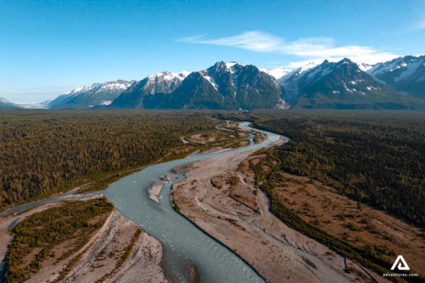 Tatshenshini River aerial view in canada
