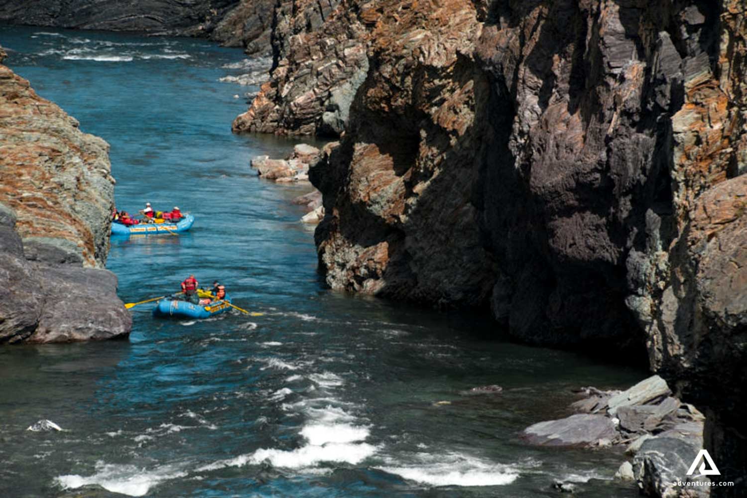 rafting in a canyon on firth river in canada