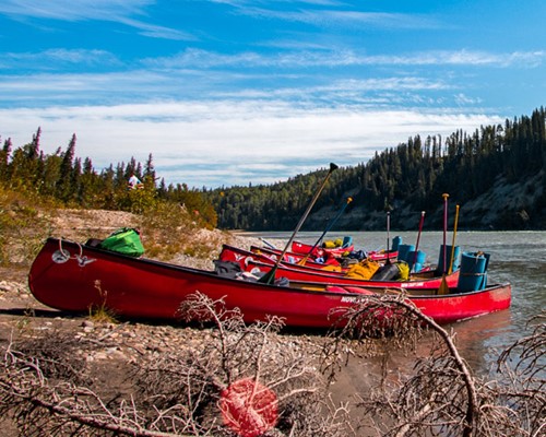 Canoeing on the Athabasca River in Alberta, Canada