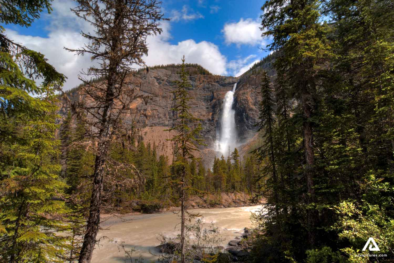 a waterfall in canada at summer