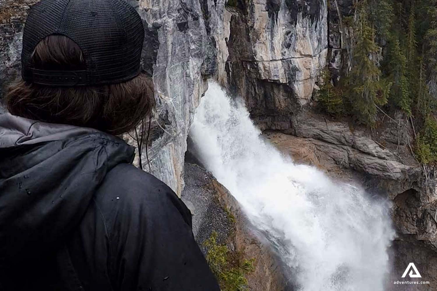 view of a powerful waterfall in canada