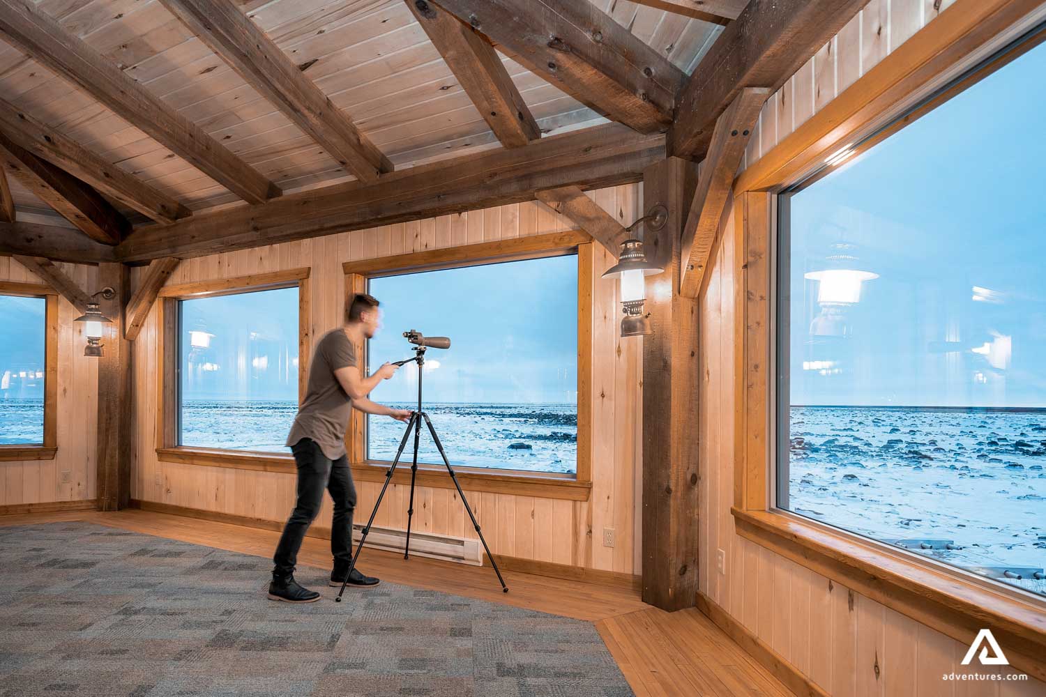 looking through the lodge window