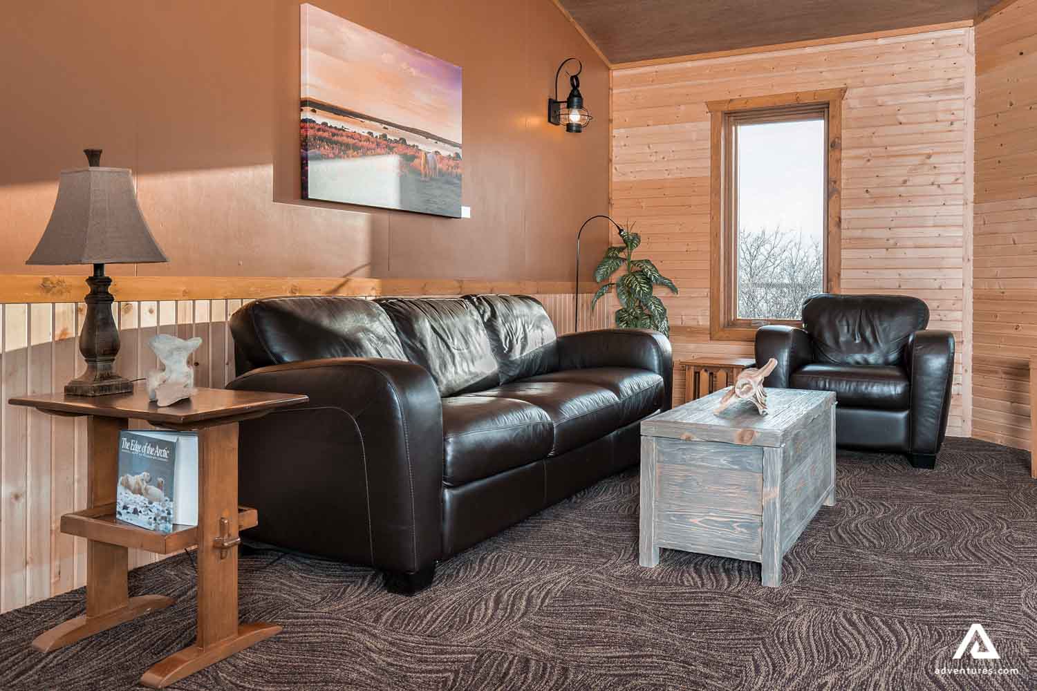 cozy lodge interior view in canada