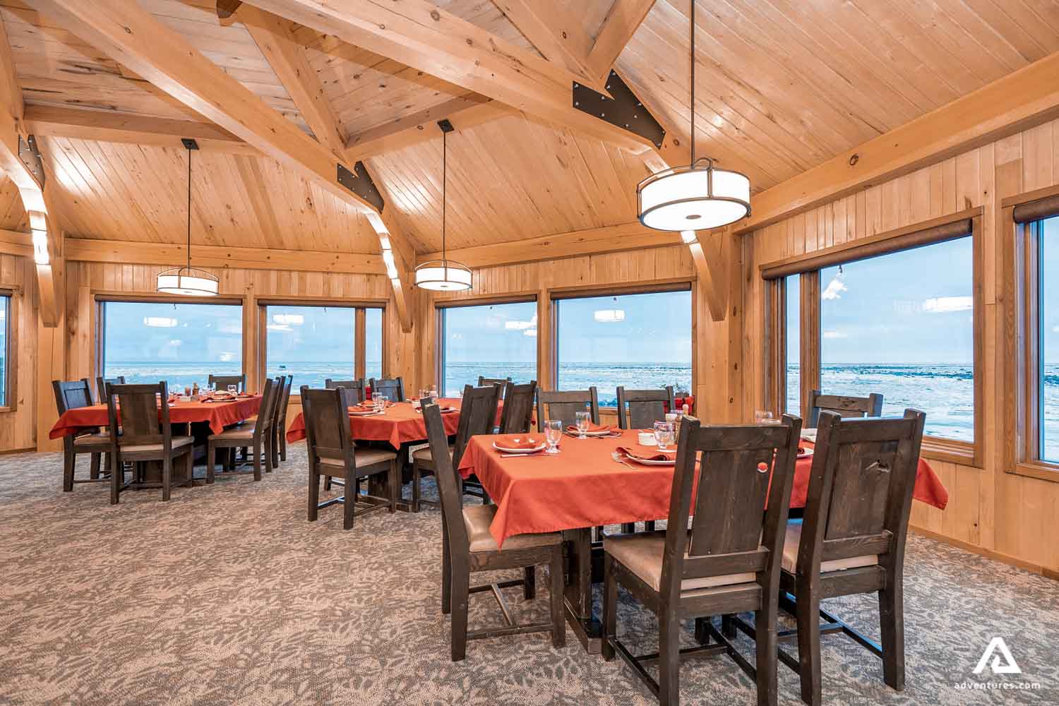 dining room in a lodge in canada