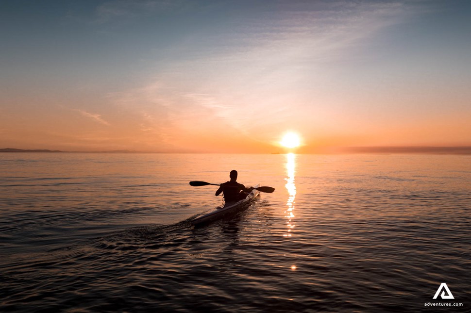 kayaking at sunset in canada