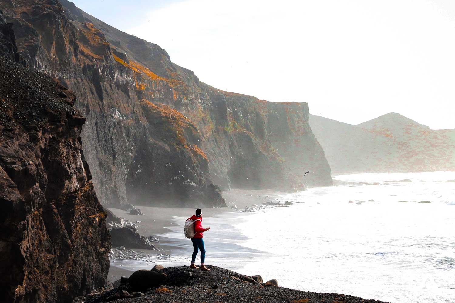 enjoying the stormy beach view in canada
